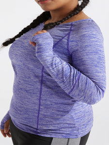 Plus Size Loose Round Neck Long Sleeve Top Sports Yoga T-shirt