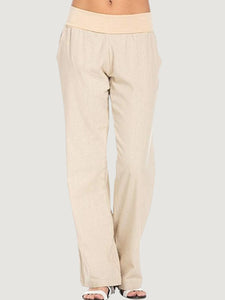 Hérmorcy Women Solid Color Loose Casual Wide-leg Pants Trousers