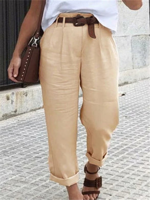 Hérmorcy Women Cotton Casual Solid Color Loose Pants