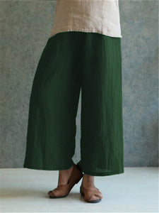 Hérmorcy Women's Cotton Loose Retro Wide-leg Pants