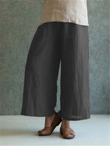 Hérmorcy Women's Cotton Loose Retro Wide-leg Pants