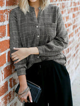 Load image into Gallery viewer, Simple Plaid Plus Size Long Sleeve Shirt for Women