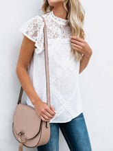 Load image into Gallery viewer, Summer Hollow Lace Stitching Cotton Linen T-shirt