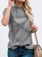 Load image into Gallery viewer, Summer Hollow Lace Stitching Cotton Linen T-shirt