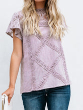 Load image into Gallery viewer, Summer Hollow Lace Stitching Cotton Linen T-shirt