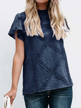 Load image into Gallery viewer, Summer Hollow Lace Stitching Cotton Linen T-shirt
