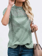 Load image into Gallery viewer, Summer Hollow Lace Stitching Cotton Linen T-shirt