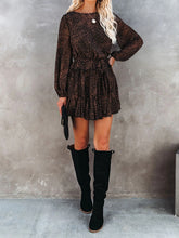 Load image into Gallery viewer, Fashionable Long Sleeve Ruffle Hem Printed Dress