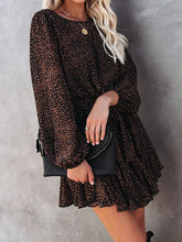 Load image into Gallery viewer, Fashionable Long Sleeve Ruffle Hem Printed Dress