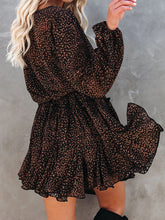 Load image into Gallery viewer, Fashionable Long Sleeve Ruffle Hem Printed Dress