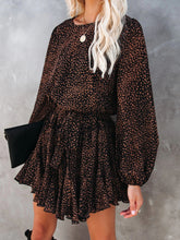 Load image into Gallery viewer, Fashionable Long Sleeve Ruffle Hem Printed Dress