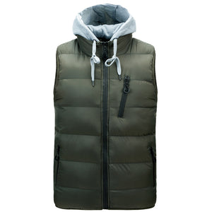 Men'S Hooded Autumn Warm Sleeveless Cotton Vest