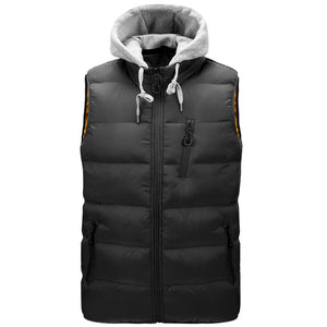 Men'S Hooded Autumn Warm Sleeveless Cotton Vest