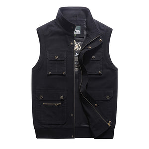 Men'S Casual Vest Multi-Pocket Pure Cotton Loose Large Size Vest