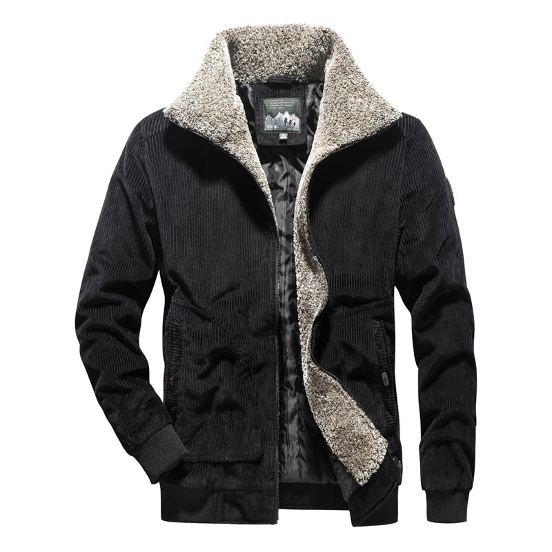 Men'S Plus Fleece Warm And Comfortable Simple Cotton Coat