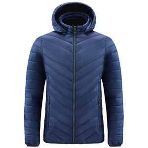 Men'S Hooded Solid Color Casual Warm Cotton Jacket