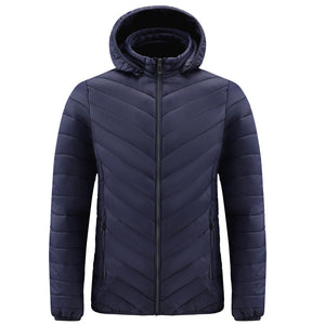 Men'S Hooded Solid Color Casual Warm Cotton Jacket