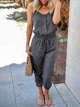 Load image into Gallery viewer, Fashion Sling Waist Slimming Casual Solid Color Jumpsuit