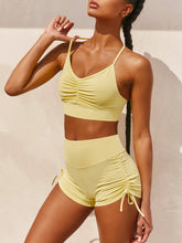 Load image into Gallery viewer, Sling Sleeveless Drawstring Shorts Yoga Fitness Suit