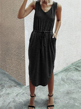 Load image into Gallery viewer, Fashion Casual Solid Color V-neck Tether Vest Dress