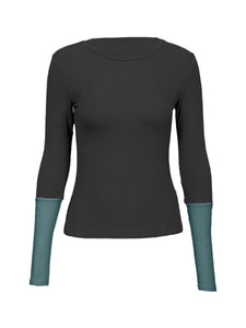 Stitching Color Long-sleeved T-shirt High-elastic Fitness Yoga Top