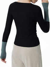 Load image into Gallery viewer, Stitching Color Long-sleeved T-shirt High-elastic Fitness Yoga Top