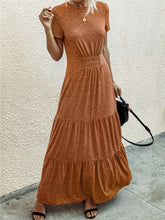 Load image into Gallery viewer, Pure Color Round Neck Pleated Slimming Long Casual Dress