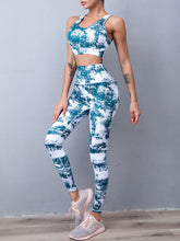 Load image into Gallery viewer, Printed Quick-drying High Waist Hip Lifting Yoga Two-piece Suit