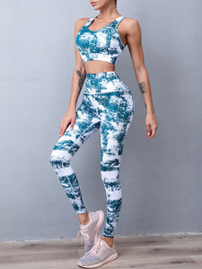 Printed Quick-drying High Waist Hip Lifting Yoga Two-piece Suit