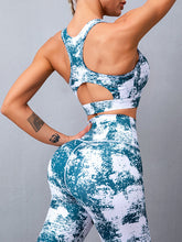 Load image into Gallery viewer, Printed Quick-drying High Waist Hip Lifting Yoga Two-piece Suit