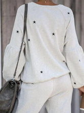 Load image into Gallery viewer, Star Print Long Sleeve Round Neck Sports Two-Piece Suit