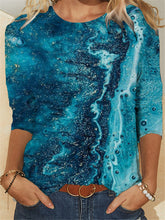 Load image into Gallery viewer, Long Sleeve Gradient Printing Loose Round Neckt-shirt Top