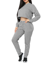 Load image into Gallery viewer, Women&#39;S Casual Solid Color Umbilical Hooded Sports Two-Piece Suit