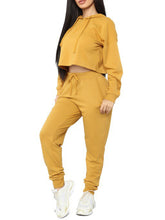 Load image into Gallery viewer, Women&#39;S Casual Solid Color Umbilical Hooded Sports Two-Piece Suit