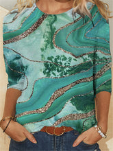 Load image into Gallery viewer, Contrasting Color Stitching Long-sleeved Printed T-shirt Casual Top
