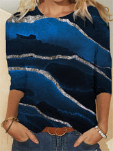 Load image into Gallery viewer, Contrasting Color Stitching Long-sleeved Printed T-shirt Casual Top