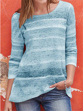 Load image into Gallery viewer, Rainbow Stripes Printed Long-sleeved Top Casual T-shirt