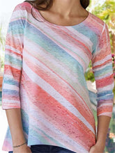 Load image into Gallery viewer, Casual Print Round Neck 3/4 Sleeves T-shirt Tops