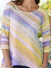 Load image into Gallery viewer, Casual Print Round Neck 3/4 Sleeves T-shirt Tops