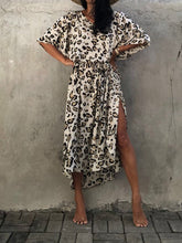 Load image into Gallery viewer, Women Beach Leopard Print Dress Cover-Up with Belt