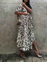 Load image into Gallery viewer, Women Beach Leopard Print Dress Cover-Up with Belt