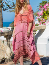 Load image into Gallery viewer, Women Beach V Neck 1/2 Sleeve Maxi Dress Sun Protection Cover-Up