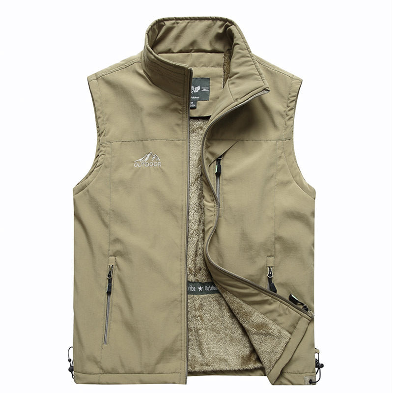 Men'S Autumn And Winter Plus Velvet Padded Outdoor Sports Vest