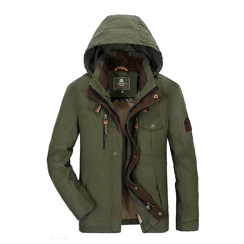 Spring And Autumn Casual Loose Fashion Men'S Hooded Work Jacket