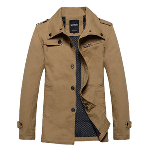 Pure Cotton Fashion Men'S Mid-Length Slim Coat