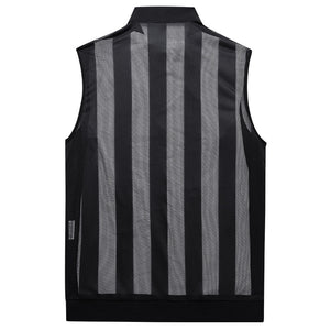 Men'S Summer Fashion Striped Stand Collar Outdoor Casual Vest