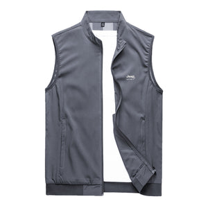 Men'S Summer Fashion Striped Stand Collar Outdoor Casual Vest