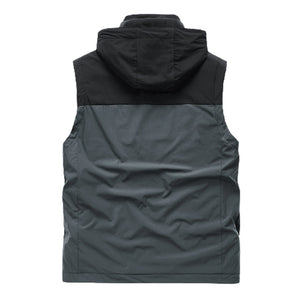 Men'S Stitching Plus Velvet Multi-Pocket Travel Vest