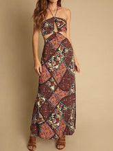 Load image into Gallery viewer, Women Bohemian Halter Backless Print Beach Maxi Dress