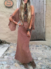 Load image into Gallery viewer, Women Bohemian Plain V-Neck Beach Maxi Dress